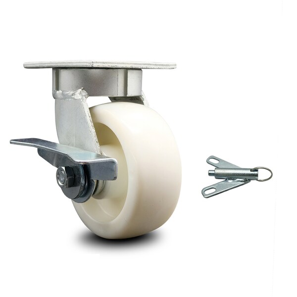 5 Inch Kingpinless Nylon Wheel Swivel Caster with Brake and Swivel Lock SCC
